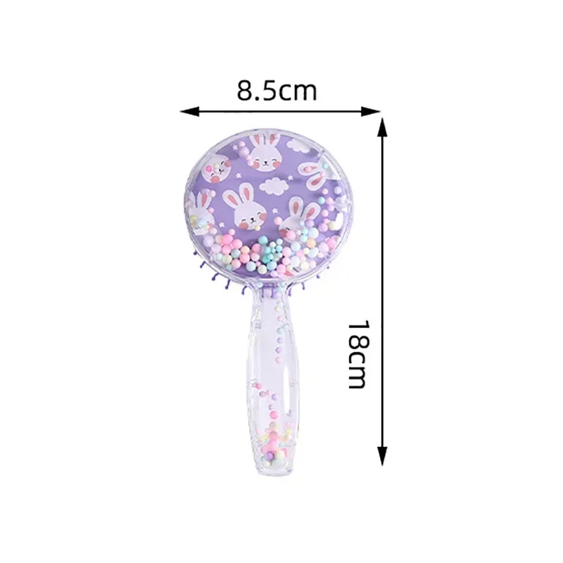 Cartoon Pattern Round Animals Sequins Hair Comb Cute Girl Hair Anti-knot Massage Comb Hair Brush