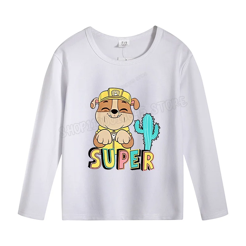 Paw Patrol Clothing for Boy Girl Long Sleeve T-shirt Cotton Chase Skye Clothes Tee Comfortable Tops Cartoon Base Shirt Kids Gift