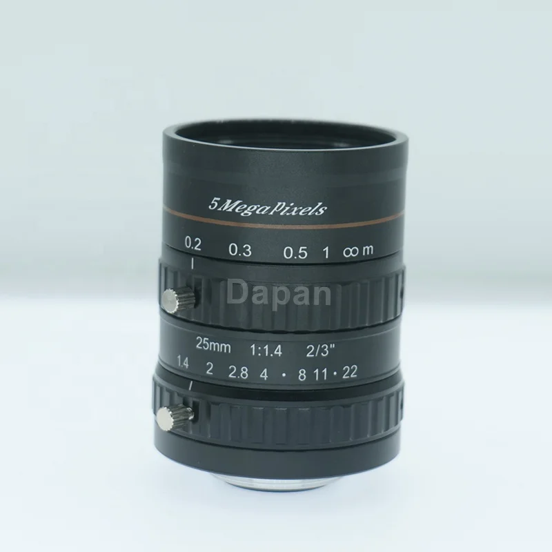 25 мм с фиксированным фокусным расстоянием, 5 МП, 2/3 дюйма, диафрагма F1,4, промышленная линза с ручной диафрагмой и низким искажением, CCTV FA C-Mount