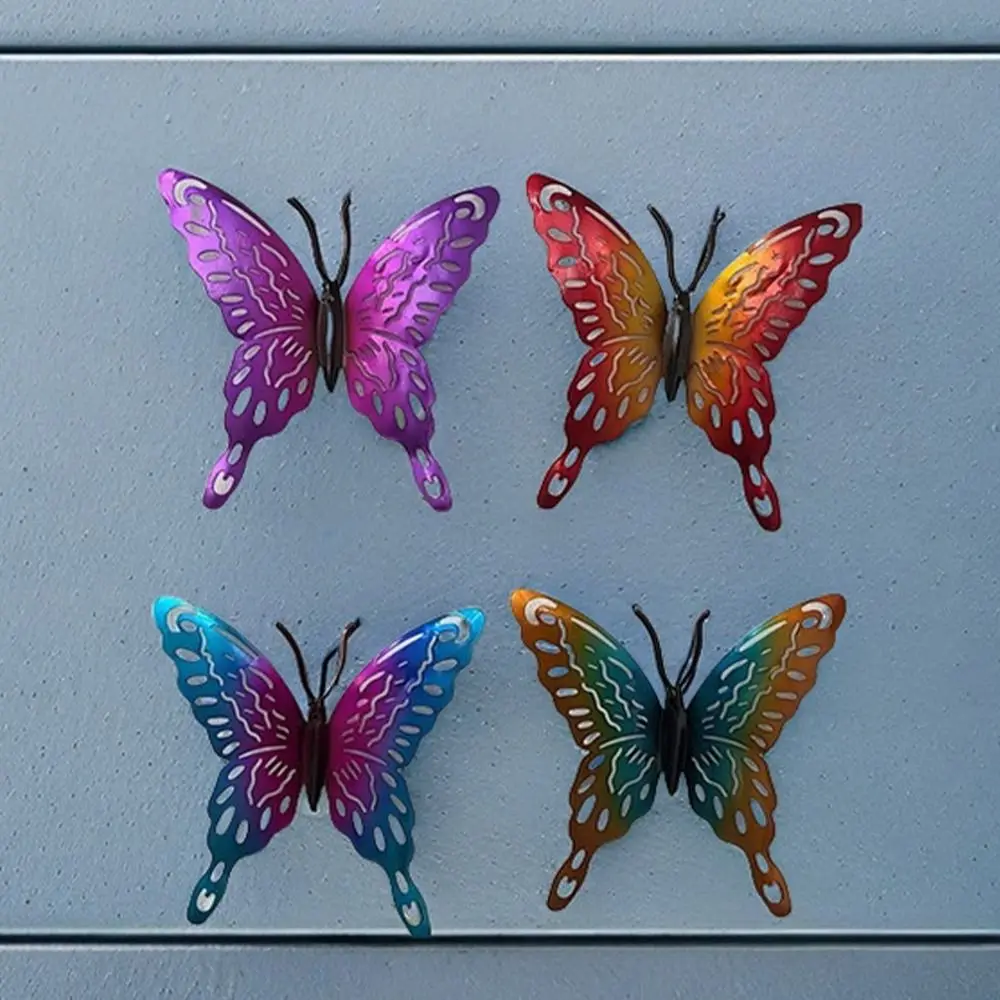

4Pcs Iron Butterfly Wall Art Hanging Creative Cute Butterflies Sculpture Ornaments Exquisite Waterproof Animal Statues