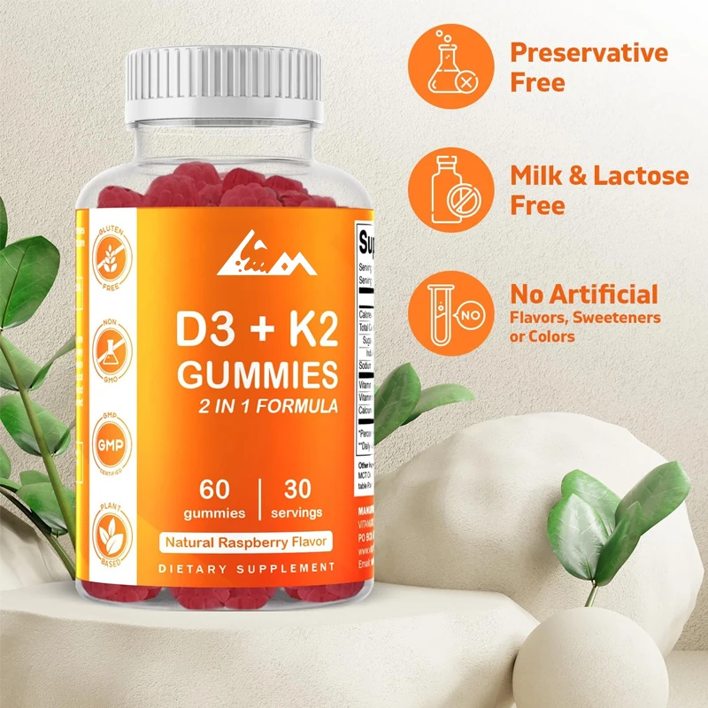 

Vitamin D3 K2 gummies - support healthy bone, heart, and calcium absorption and immune health - non GMO, gluten free