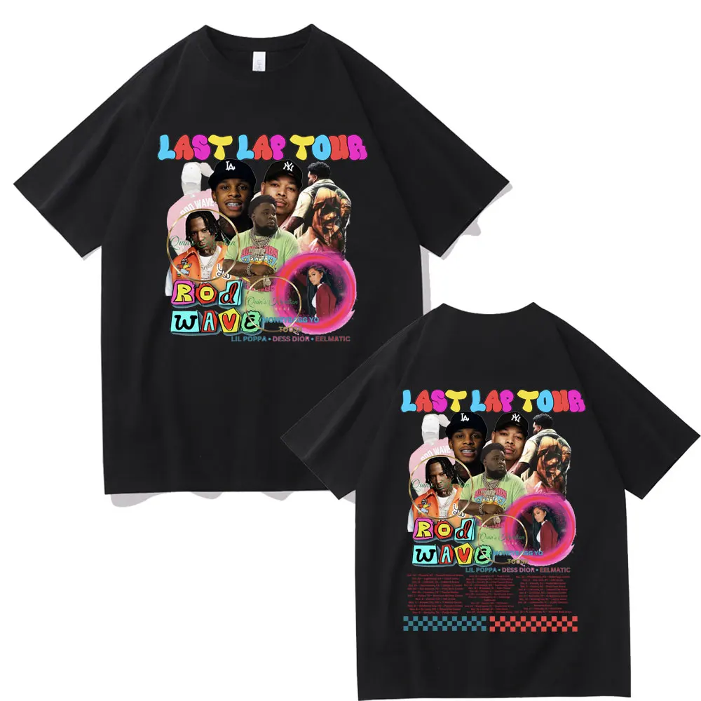 

Rapper Rod Wave Last Lap Tour Double Sided Print T Shirt Men Women Fashion Hip Hop Vintage T-shirts Men's Oversized Streetwear