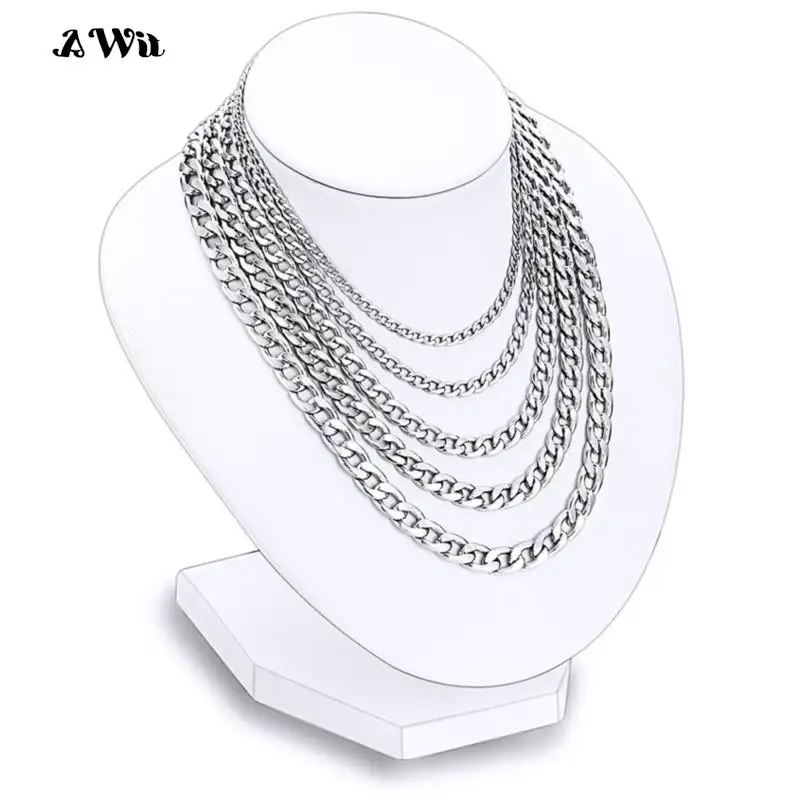 Women Men's Necklace Stainless Steel Curb Cuban Link NK Chain Steel Color Basic Punk Male Choker Jewelry Gifts Free Shipping