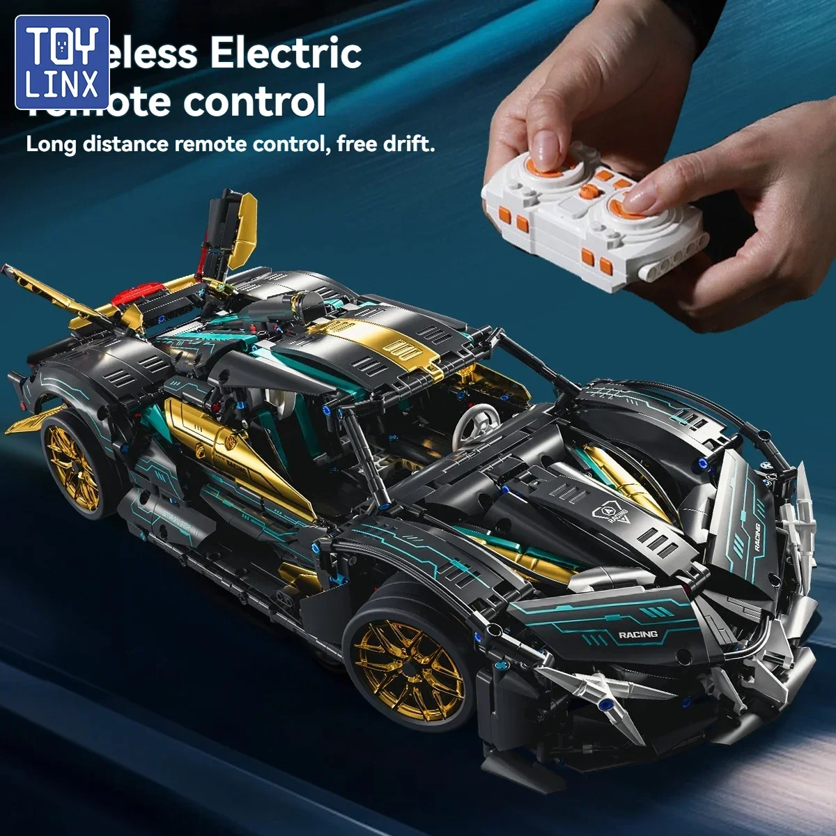 1:10スケール ラジコン 組み立てブロックカー スーパーレーシング ドリフト RCキット 2112ピース 大型スポーツカー ブロックおもちゃ 大人 子供向けギフト