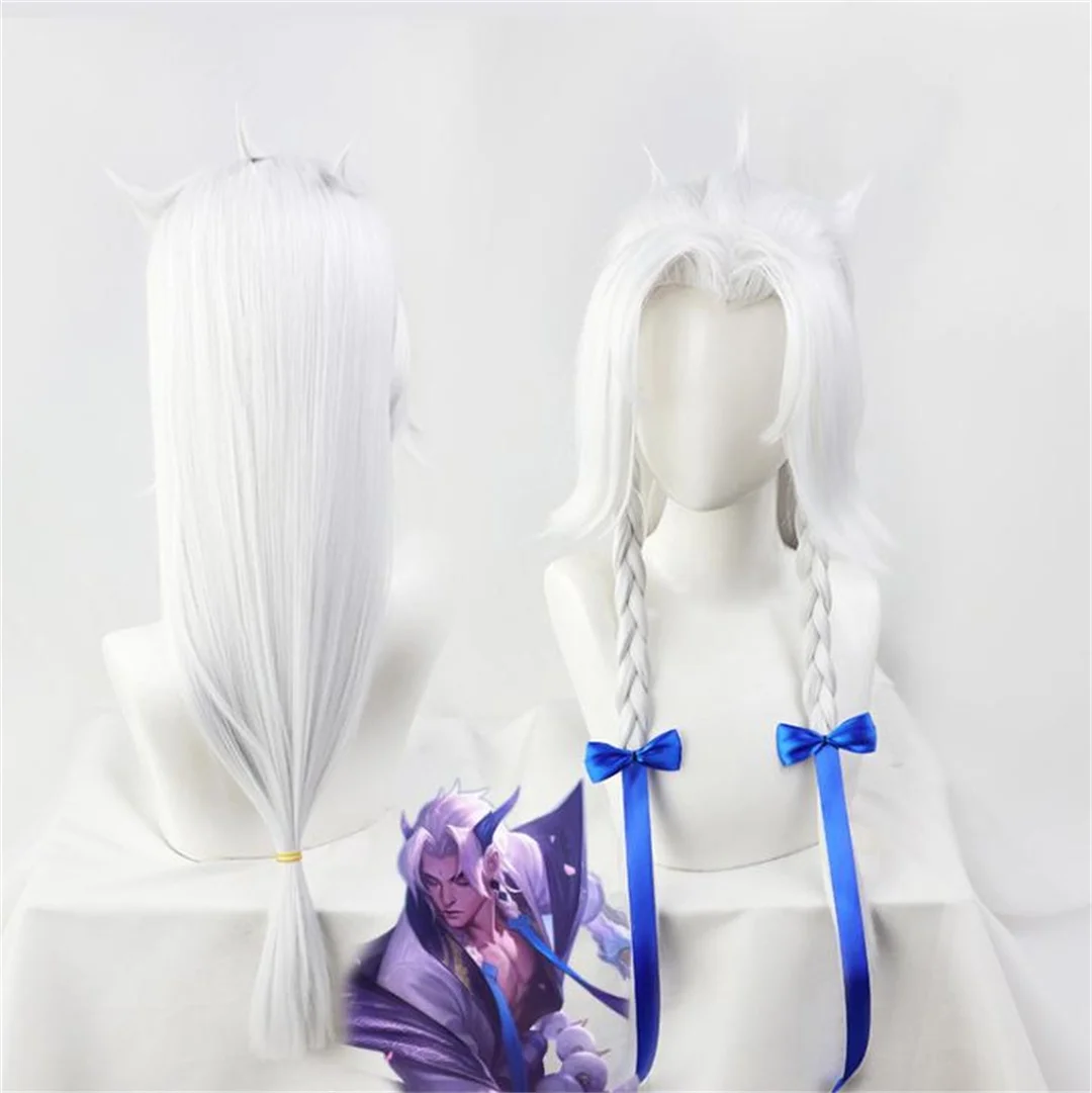 

Парик для косплея LoL Spirit Blossom Yone, аниме и игровые вечеринки, серебристый, длинный, прямой, 80 см