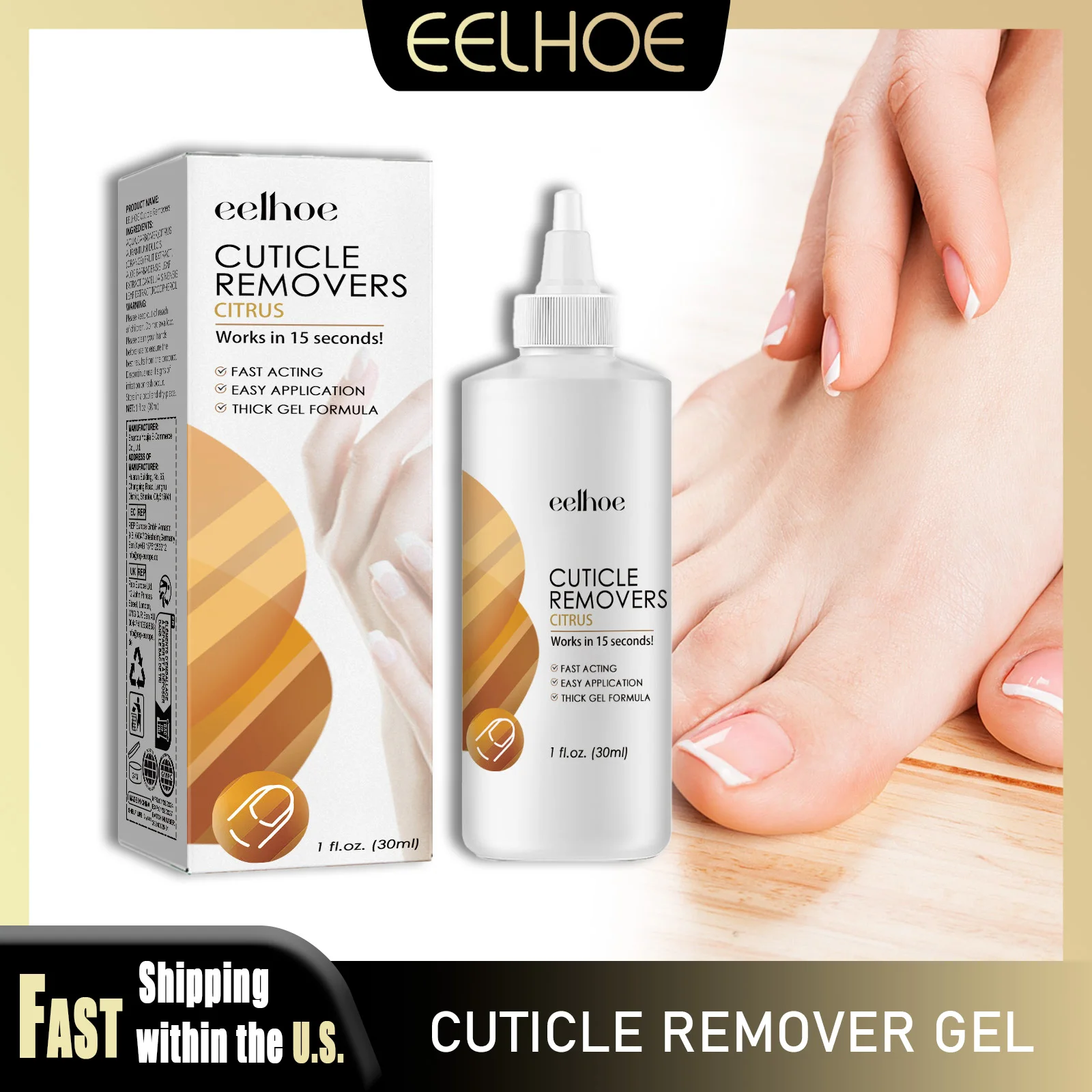 EELHOE 30ml Gel eliminador de cutículas exfoliante Reduce la piel muerta Reparación de uñas dañadas fortalece el Gel suavizante de uñas hidratante suave