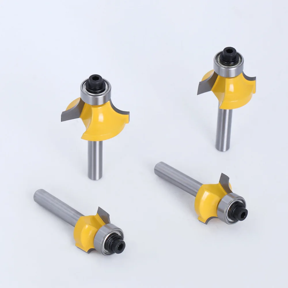 1PC 1/4 6.35MM 6MM Shank Milling Cutter Wood Carving Corner Round Over Router Bit with Bearing Woodworking Tool Tungsten Carbide