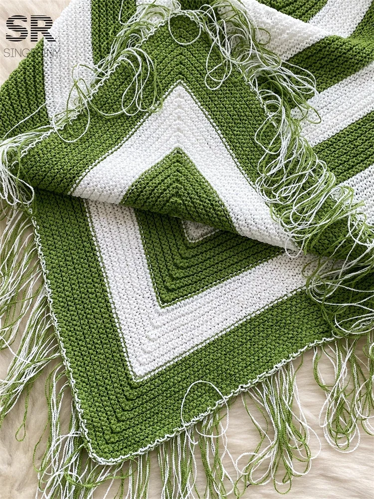 Summer Argyle Pattern Knitted Dress Sleeveless 2025 Fashion Irregular Woman Vintage Multicolor Tassel Vacation Dresses