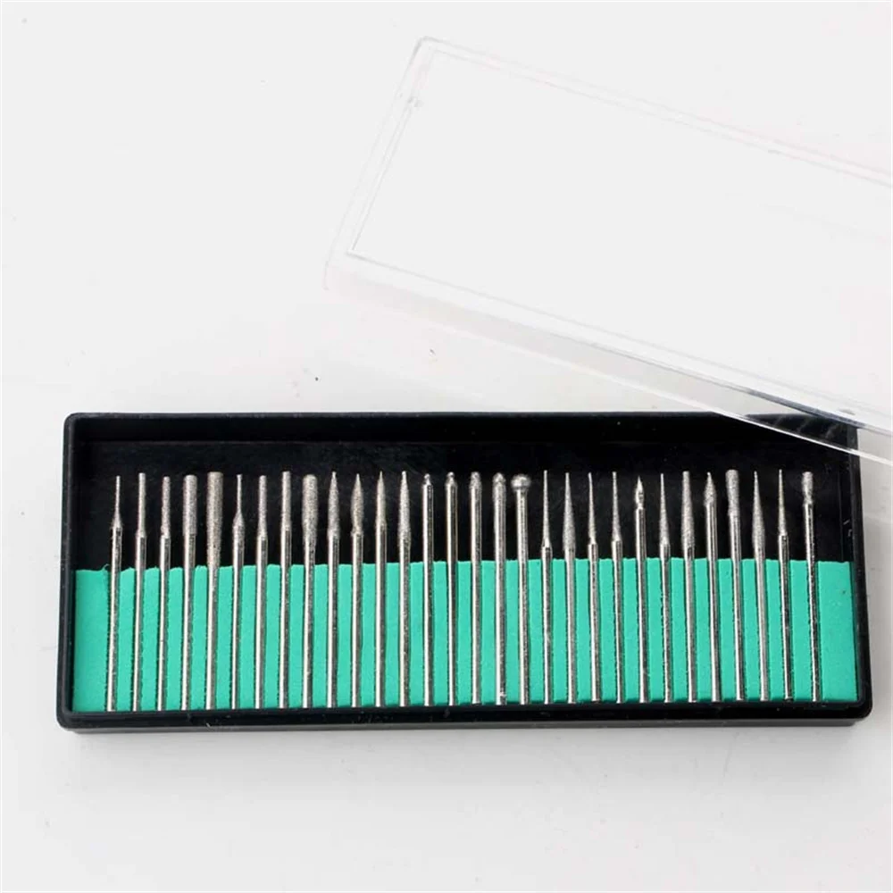 

30pcs Diamond Grinding Needle And Head 3.0 Rod Cross 30 Piece Set