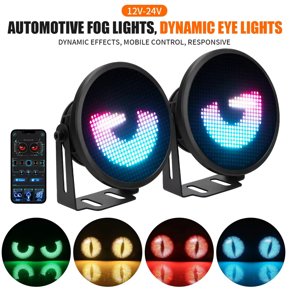 

2 шт., 12 В-24 В, автомобильная фара ближнего света, 3 дюйма, приложение, глаз дьявола, светодиодное окружающее освещение, динамические очки, освещение, декоративное освещение