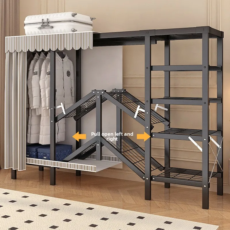 

Шкаф-гардероб из ткани с усиленной стальной трубой 28 мм, складной, цельнометаллический каркас, простая сборка, не требует монтажа