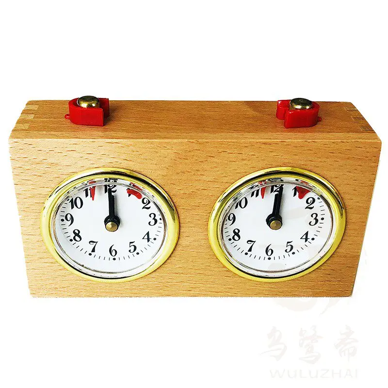 Reloj mecánico retro con carcasa de madera para ajedrez y Go (no necesita pilas)