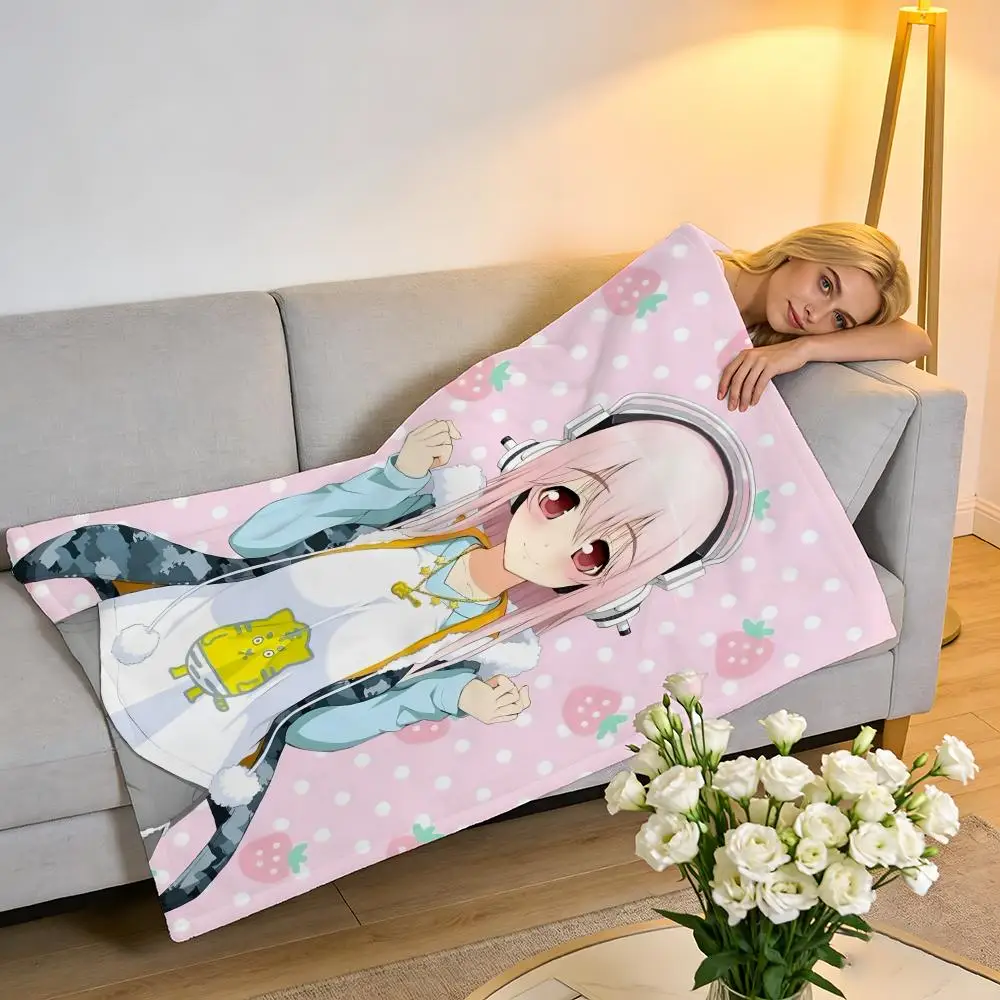 Throw High-Density Short Plush Blanket For Sofa Nap Air-Conditioned Room Skin-Friendly Cute Sexy Anime Characters SUPER SONICO - view 3
