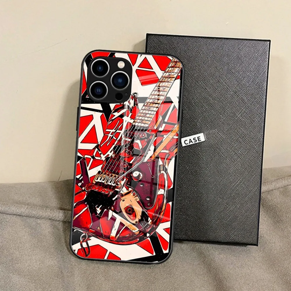 جراب هاتف جيتار جرافيك إدي فان هالين ، غطاء خلفي من الزجاج المقسى ، أيفون 15 برو ماكس ، أيفون 14 برو ، أيفون 12 ، أيفون 13 ميني ، أيفون إكس آر ، أيفون إكس إس ، iPhone 8 ، iPhone 7 Plus ، iPhone SE