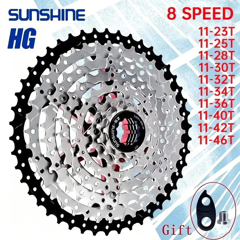 Cassete SUNSHINE de 8 velocidades para SHIMANO HG Ultralight, cassete de bicicleta de 8 velocidades 11 32T 34T 36T 40T 42T para MTB e bicicleta de estrada, cassete 8v.