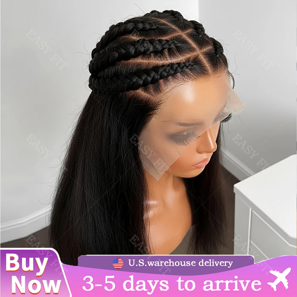 

30-дюймовый парик Wear To Go Kinky Straight V-образной части, искусственная кожа головы, настоящий полный кружевной фронтальный бразильский парик из человеческих волос для женщин, распродажа