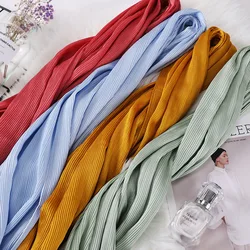 Big Size Crinkle Chiffon Hijabs Woman Pleated Scarf Hijab Hood Women Shawls High Quality Muslim Headband Wraps Turbans