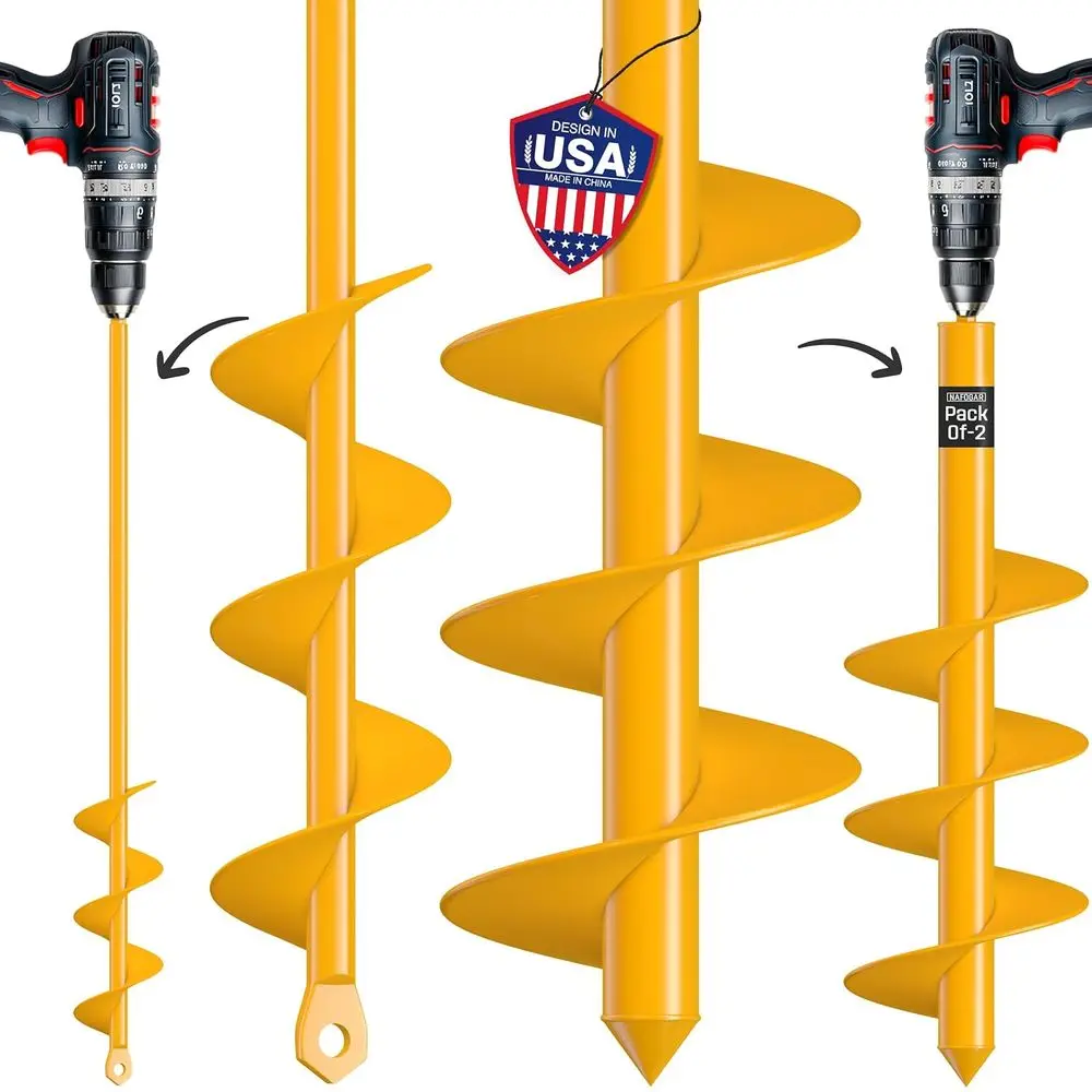 

Garden Auger Drill Bit - Pack of 2 - 1.6”x16.5” & 3.5”x16” - Garden Spiral Hole Digging, Planting, Bulbs, Bedding Plants & More