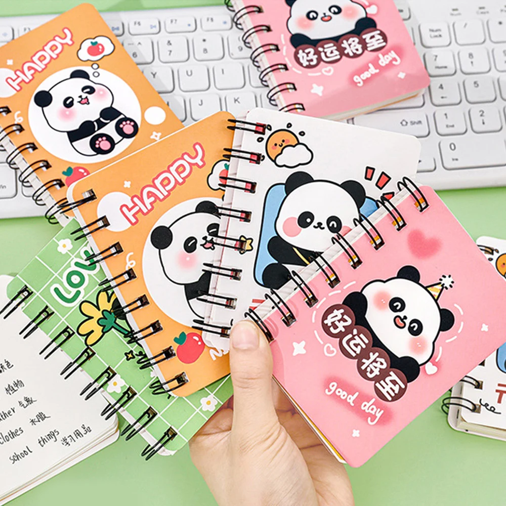 Cartoon Notebook Stationery Pocket Learning Supplies Panda Coil Book INS Notebook Portable Mini Cute Student Notebook