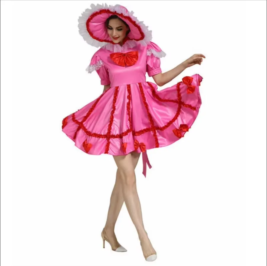 

Adult Giant Baby Sexy Girl Pink Thin Satin Multi Layered Sissy Short Skirt Maid Gothic Role Play Multi Color Customization