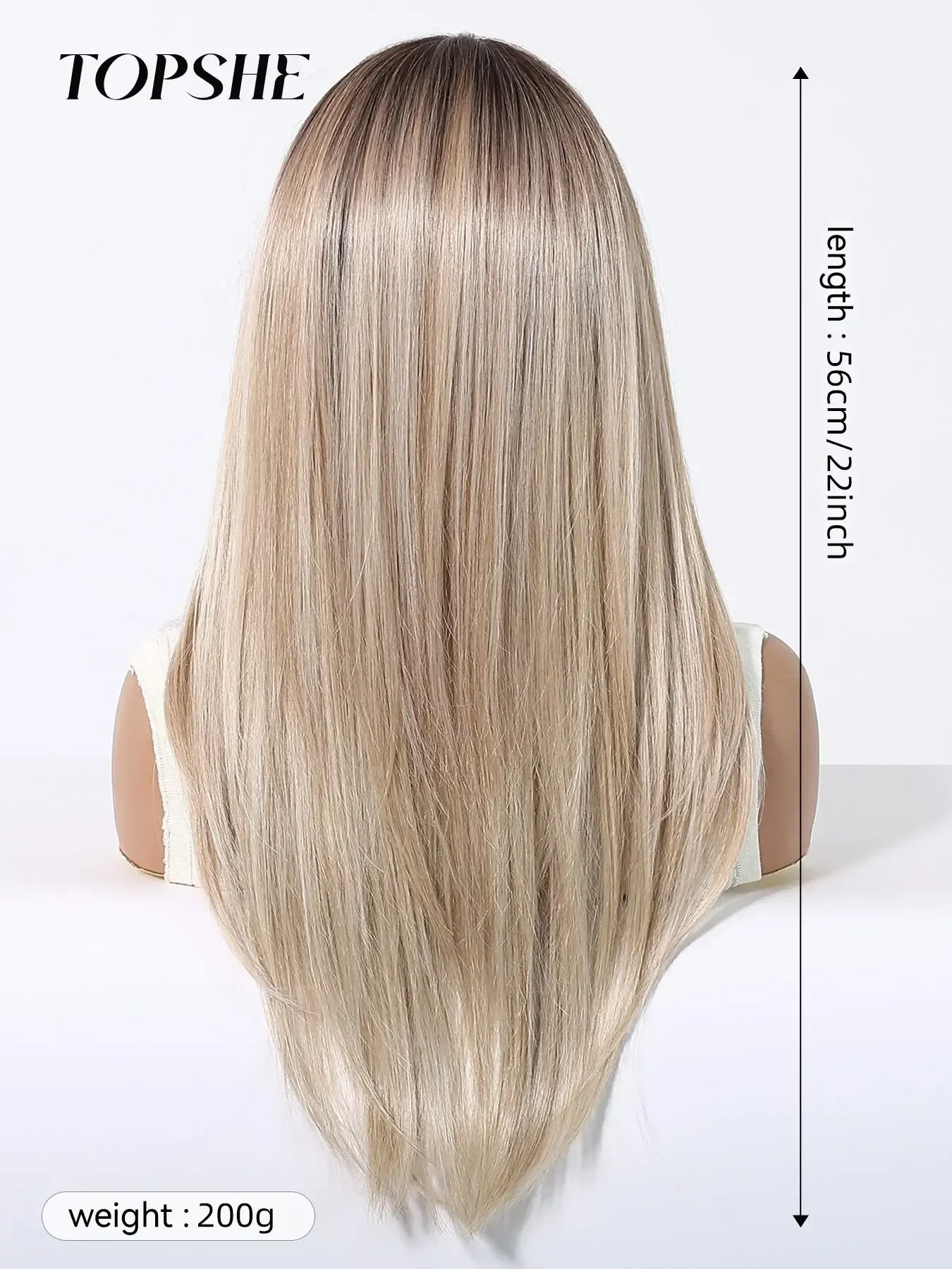 Topshe 22 Inch Long Silky Straight Synthetic Lace Front Wigs for Women Heat Resistant Daily Party Wear Wigs without Bangs