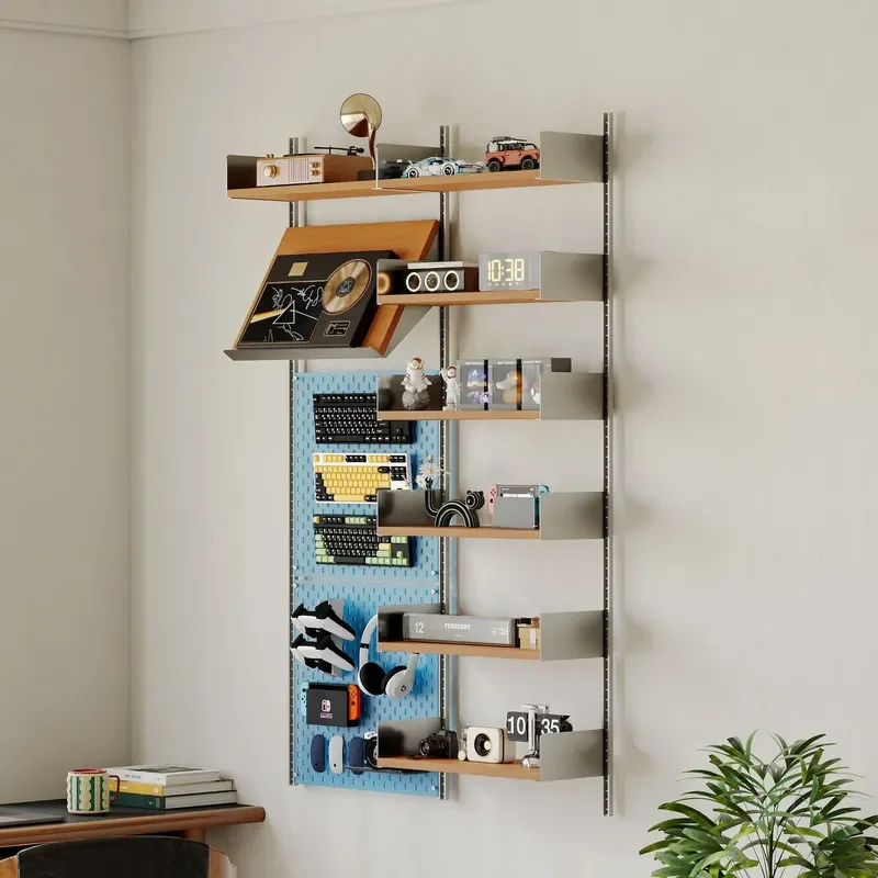 Medieval Wall Mounted Track Storage Rack Suspended Display Bookshelf Modular Shelving Unit for Small Apartment Home Decor