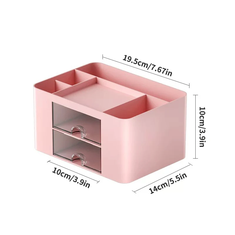 1PC Stationery Storage Box Student Dormitory Desk Office Pen Holder Drawer Type Multiple Compartments Dust Prevention