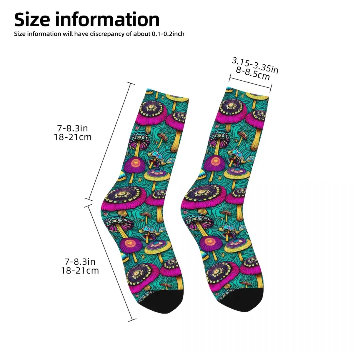 Happy Men's Socks Hippie Vintage Mushroom Hip Hop Seamless Crew Sock Gift Pattern Printed