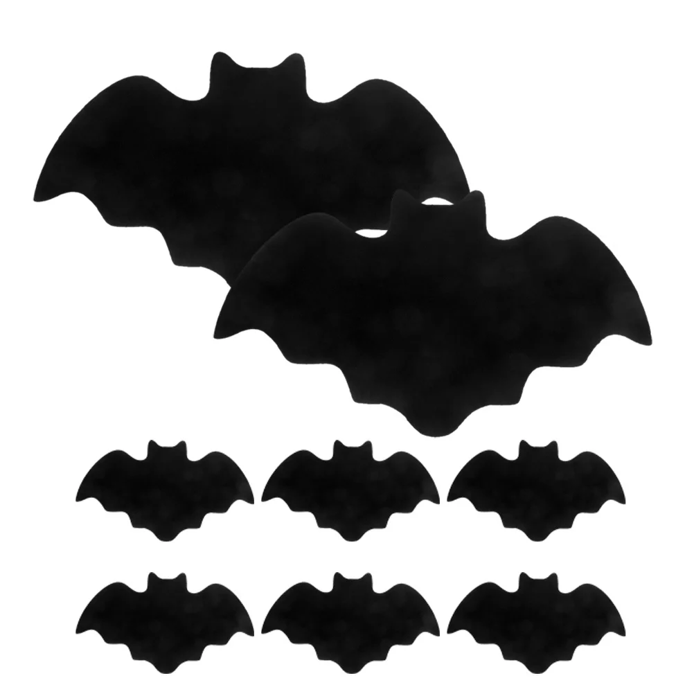 

8Pcs Halloween Bat Placemat Felt Black Gothic Table Mats for Halloween Party Dining Decorations Spider Web Placemats