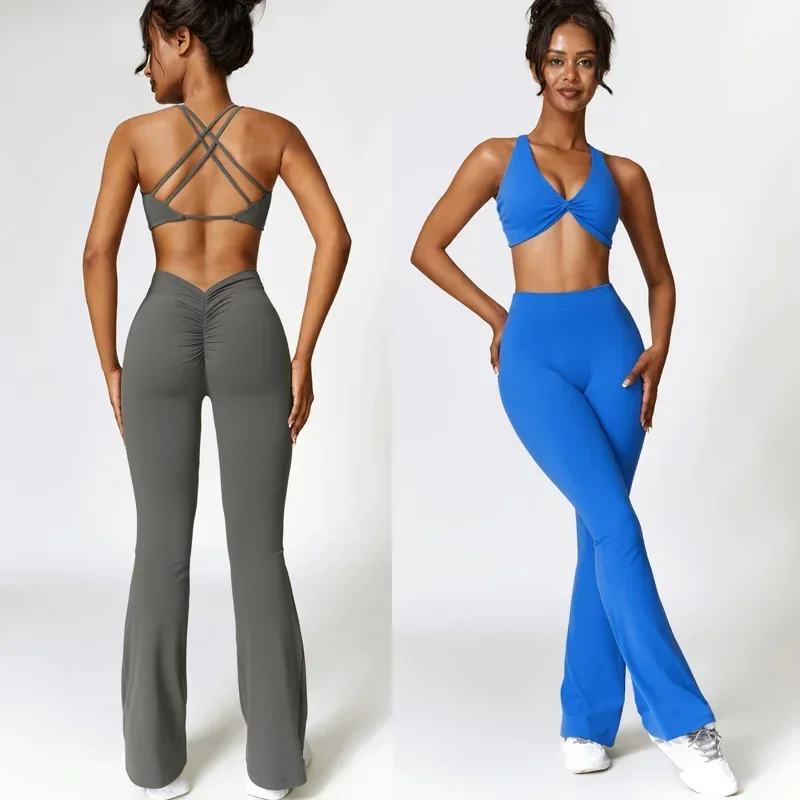 

Sexy Cross Bra Back-v Sport Yoga Set Two Piece Workout Clothes for Women Quick Dry Outfit Fitness Gym Set Workout Set Tracksuit