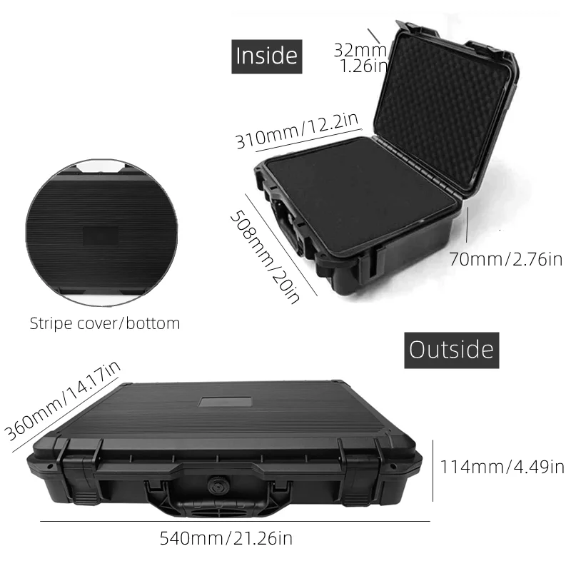 1 st Veiligheid Instrument Gereedschapskist Waterdichte Harde Draagtas Tas Gereedschapskoffer Spons Beschermende Gereedschap Opbergdoos Schokbestendige Harde Case