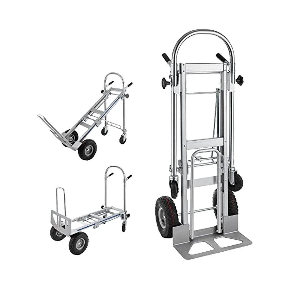 

Новая тележка-платформа 3-в-1 из алюминия, трансформируемая в ручную тележку, грузоподъемность 450 кг, 10-дюймовые высокотехнологичные резиновые колеса, универсальная тележка