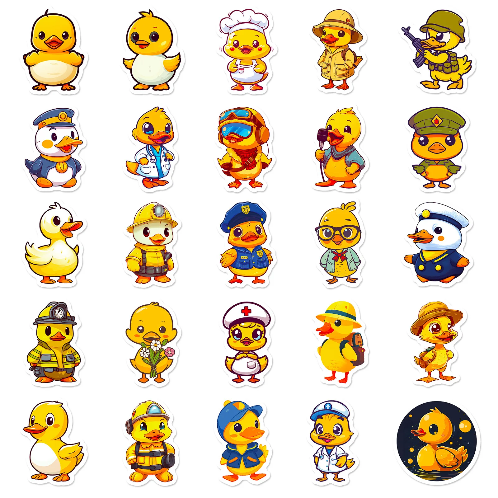 10/25/50pcs Cute Little Duck Cartoon Stickers for DIY Kids Scrapbooking Stationery Water Bottle Phone Laptop Guitar Decal