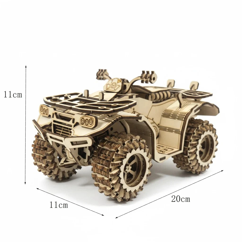 OUZEY DIY zand- en strandvoertuig 3D houten puzzel - lasergesneden modelbouwset, creatief montagespeelgoed voor kinderen