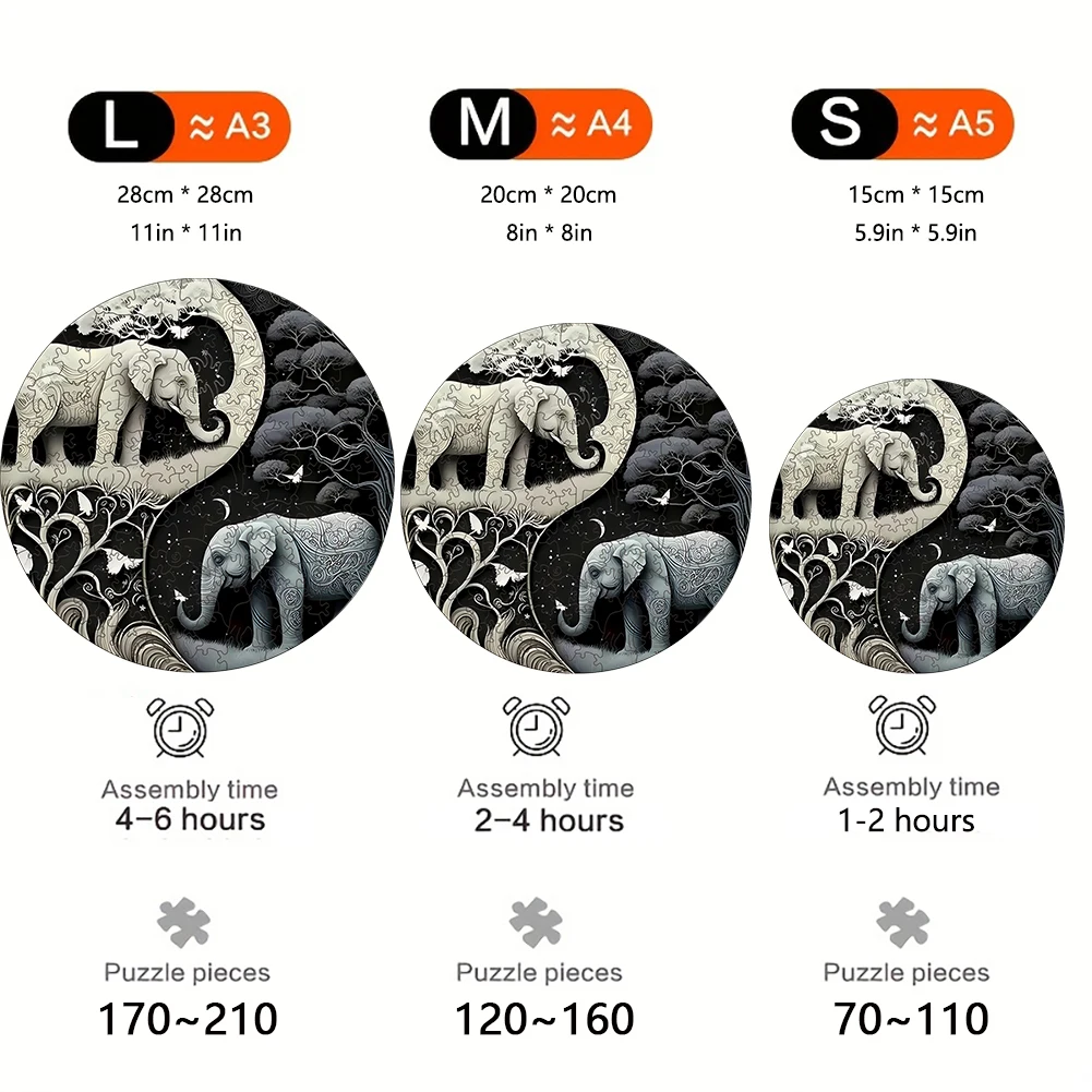 Yin Yang Elephant Educational Montessori Toy Educational Toys For Children Imitation Games Diy 3d Puzzle Wood Assembly Model Kit