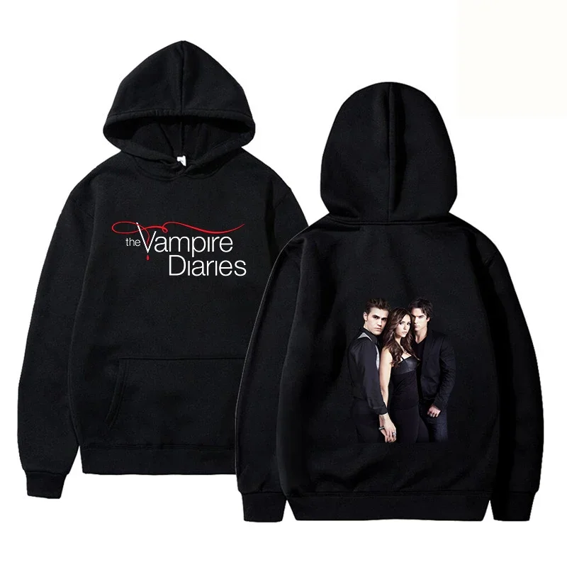 The Vampire Diaries Harajuku Printed Hoodies Cool Logo Casual Pullover Streetwear Fashion Long Sleeve Sweatshirt