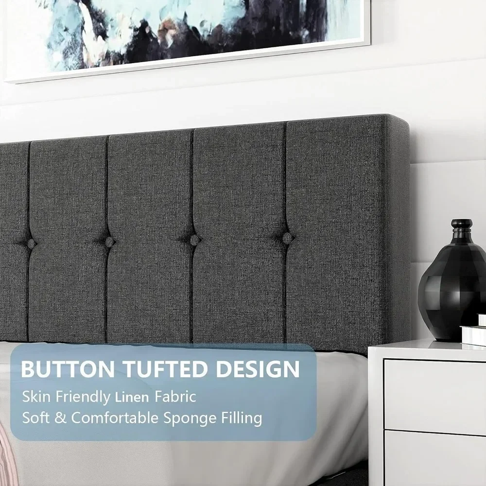 Bedframe, Full-Size Bedframe, Matrasbasis Met Metalen Planksteun, Geluidloos Ontwerp, Eenvoudig Te Monteren Bedframe