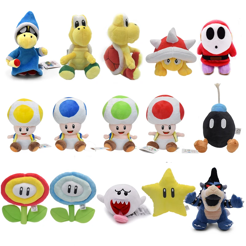 15 Styles Super Bros Plush Toy Cute Cartoon Princess Mushroom Bomb Koopa Troopa Soft Stuffed Doll Decoration Gifts Peluches