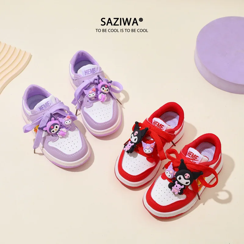 New Sanrios Anime Kuromi Kids Sport Shoes Kawaii Non-Slip Ventilation Comfortable Sneakers Wear-Resisting Girl Children Shoes