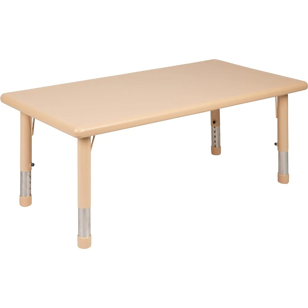 MESA DE ACTIVIDADES Rectangular de plástico Natural, 24 "W x 48" L, altura ajustable