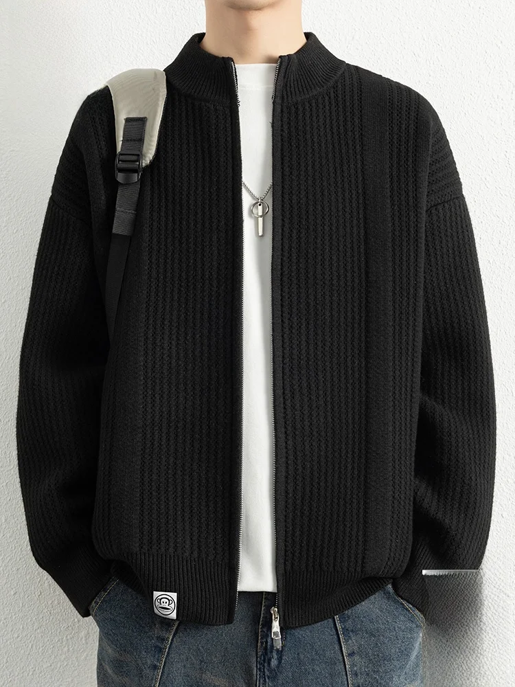 

PaulFrank Knitted Open Cardigan Sweater Men's Loose Casual Stand Collar Warm Outerwear Autumn Season Faion Polyester Blend