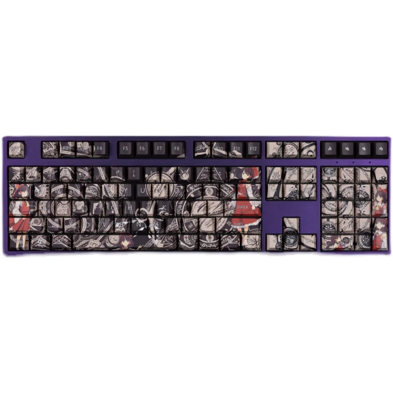 108 teclas/juego Hakurei Reimu, teclas de Material PBT personalizadas de Anime, teclas de sublimación térmica para teclado mecánico MX Switch