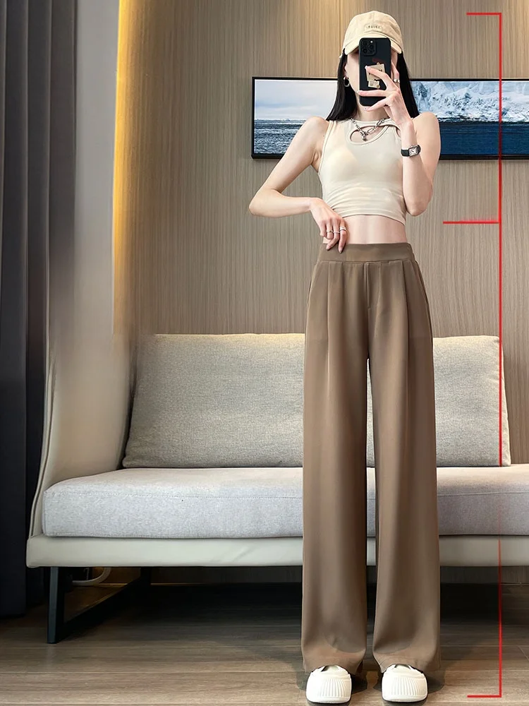 High Waist Wide Leg Pants Women's Slimming Concealing Straight Cut Loose Casual Long Trousers Korean Style Commute Fashion