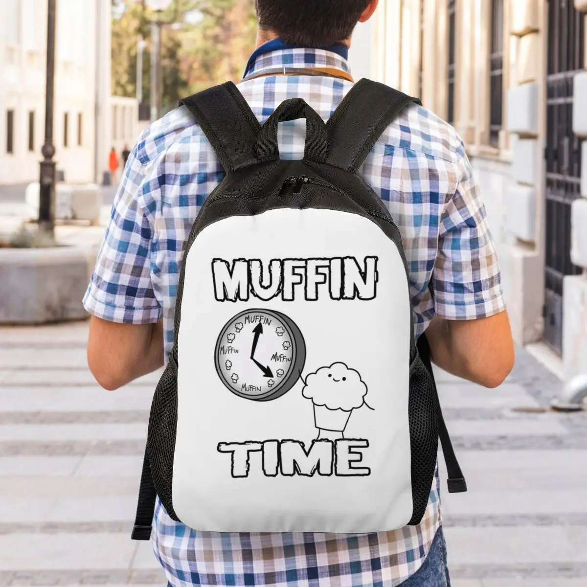 It Is Muffin Time (With Text) Backpack Student Boys Girls BookBag School Bag Laptop Shoulder Bags