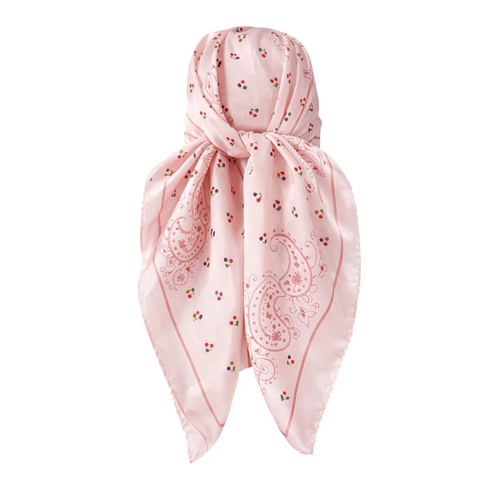 

High Quality 70/90cm Flower Head Scarf Satin Decorative Scarf Shawl Square Silk Scarf Hair Accessories