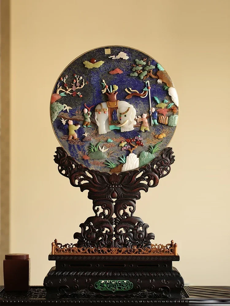 Vendite caldeLapislazzuli intarsiato con schermo del cerchio del tesoro