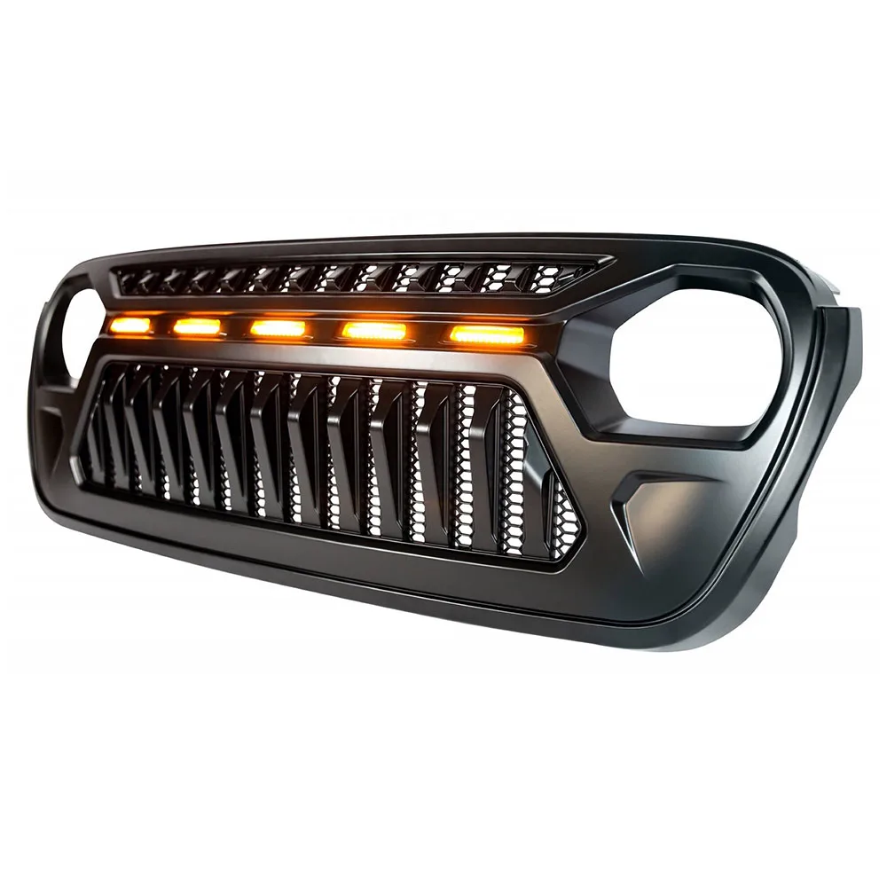 الجبهة مصبغة شبكة شواء سباق الشوايات اكسسوارات الطرق الوعرة الوفير مصبغة مع ضوء ل جيب رانجلر JL المصارع JT 2018-2021 #3