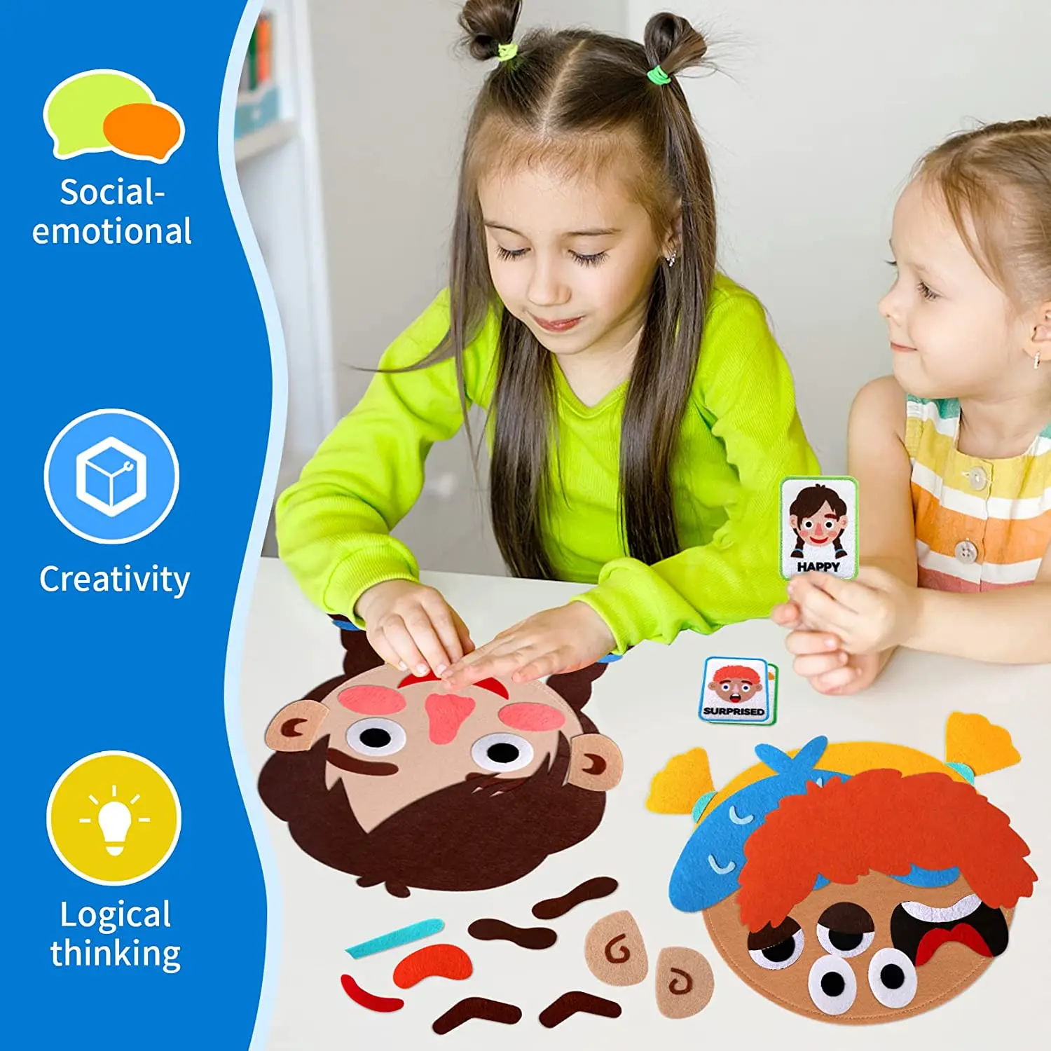 Gesellschaftliches, emotionales Lernen für Kinder, beschäftigtes Brett mit 9 Emotionskarten für Gesichter, Spiele, Vorschule, Lernen, sensorisches Autismus-Therapie-Spielzeug – Detail 3
