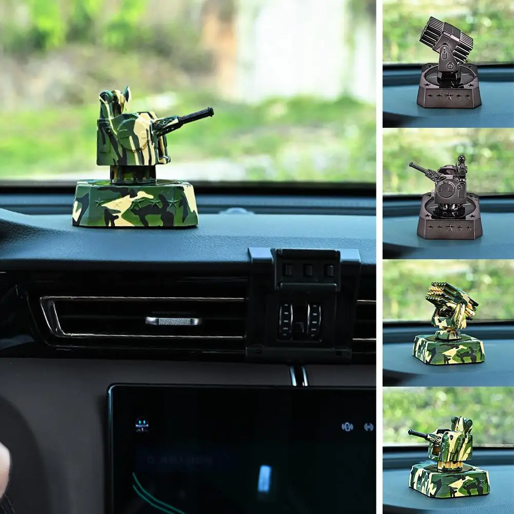Adorno de pistola antiaérea montado en vehículo, perfume giratorio Solar, decoraciones para techo de coche, cañón giratorio silencioso para coche, Fun mo X1L5