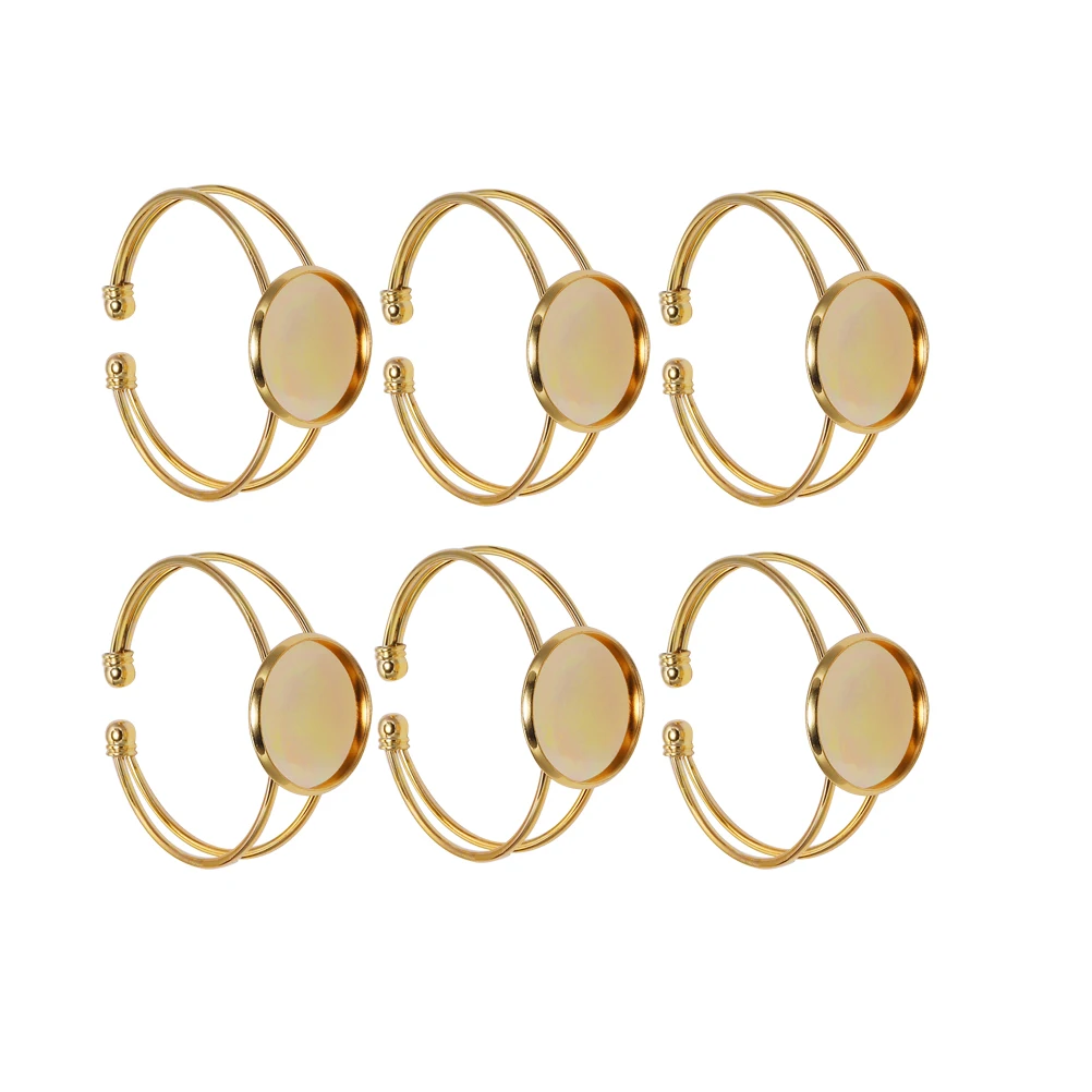

6pcs Bracelet Base Copper Bezel Baffle Diy Kit Making Charms Golden Bangle Oval Pendant Glass Chain Long Use Durable